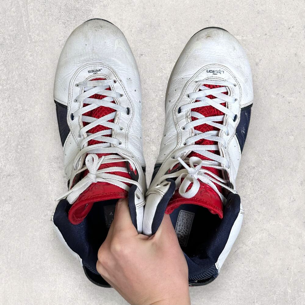 Vintage Y2K Nike Lebron 8 Basketball Shoe Mens 14 Red Blue Veterans Day 2010 - Picture 5 of 8